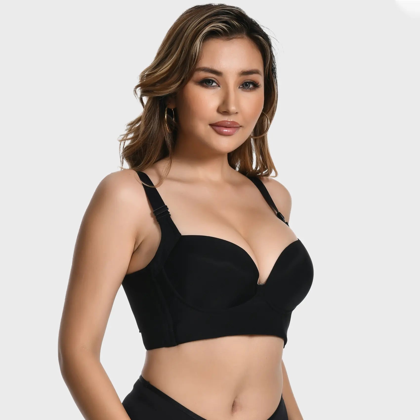 Rebleu Braless Deep V Bra with Wide Straps | Wireless Seamless Design for Supportive U-Back Comfort & Sexy Shape