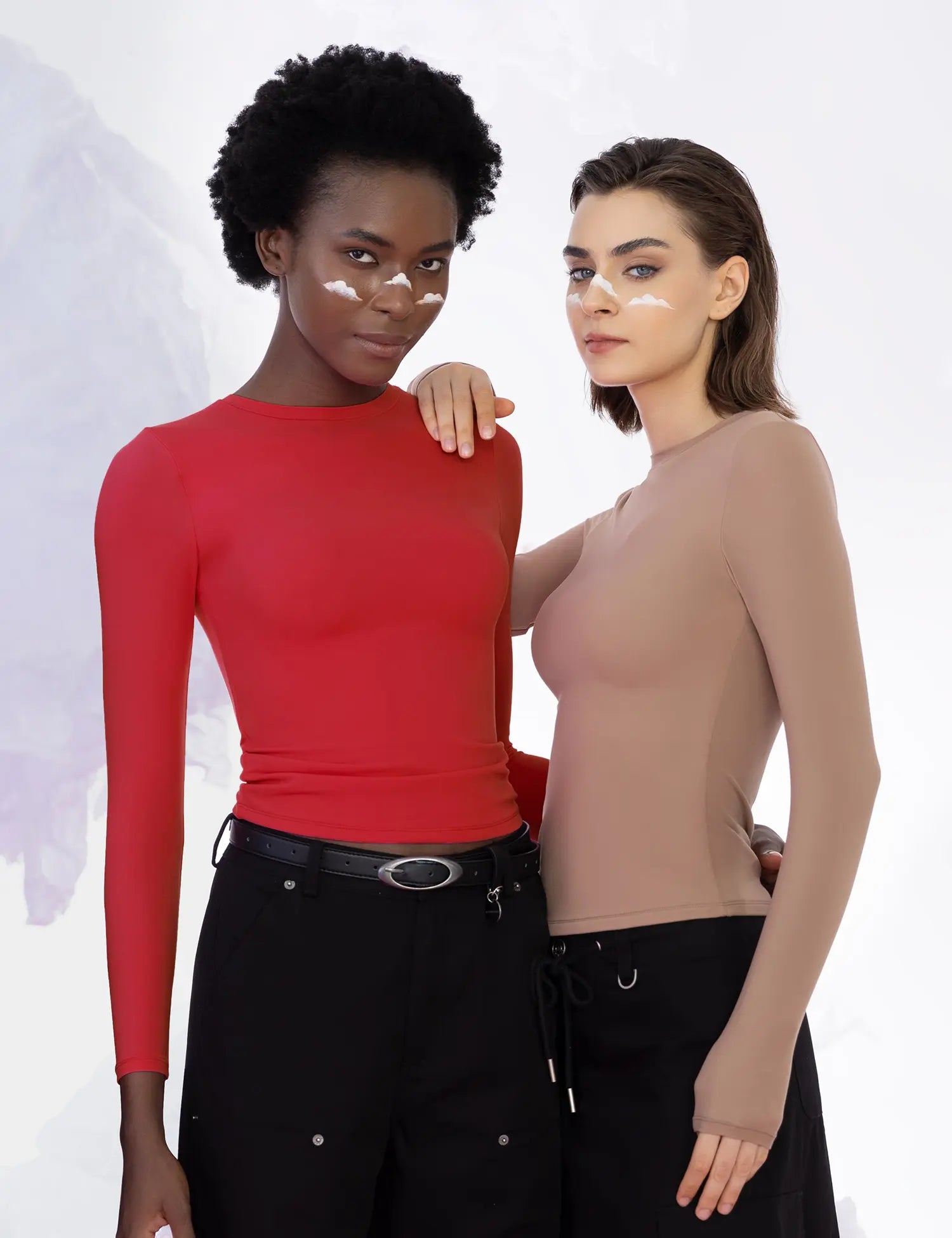 PUMIEY Long Sleeve Basic Tee Women's Crew Neck Slim Fit Tops Streetwear Minimalist Double Layer Compression Tee Casual Cloud Going outfits Office Outfits Women Elegant Classy tops Cute Fall outfits Summervibes summerwins