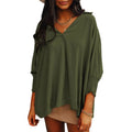 Dokotoo Women's V-Neck 3/4 Sleeve Oversized Tunic Tops Casual Summer Blouses Fitted Shirts 100% Polyester Comfortable Fabric