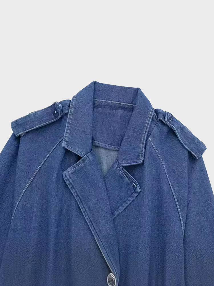 Belted Denim Short Coat