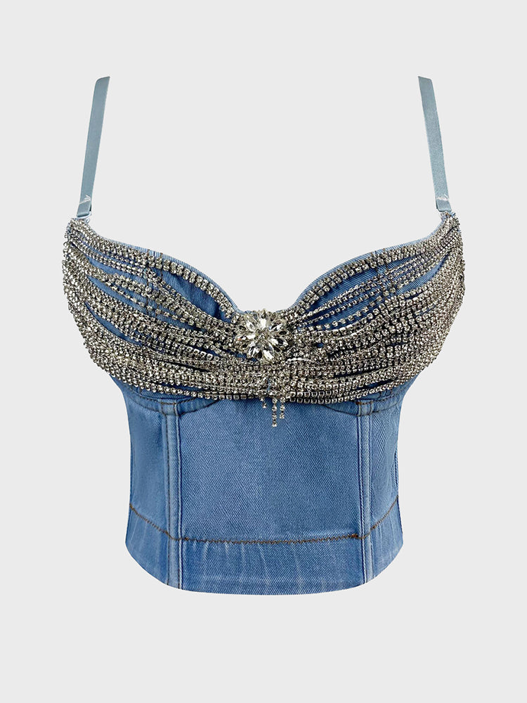 Beaded Denim Camisole