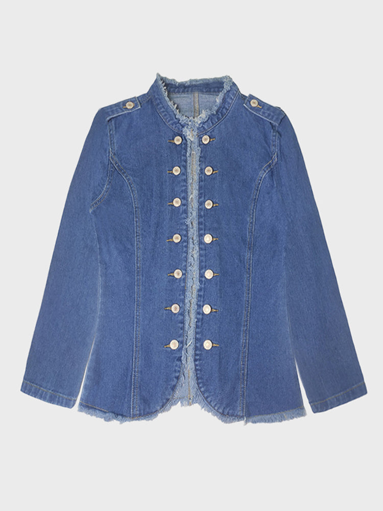 Stand Collar Denim Jacket