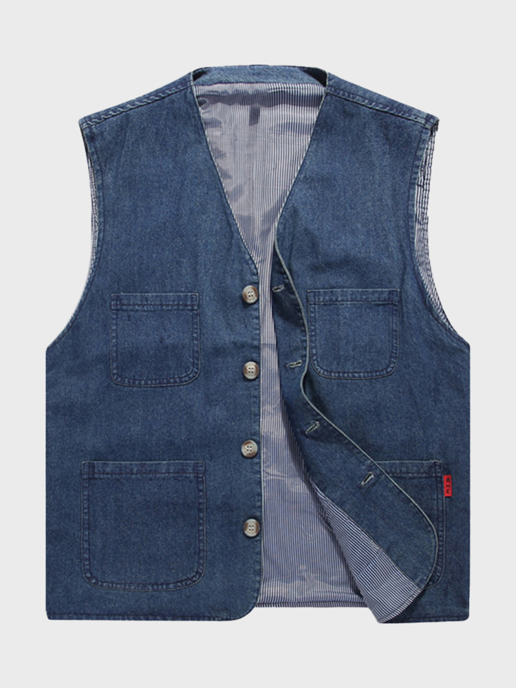 Retro Denim Vest Jacket