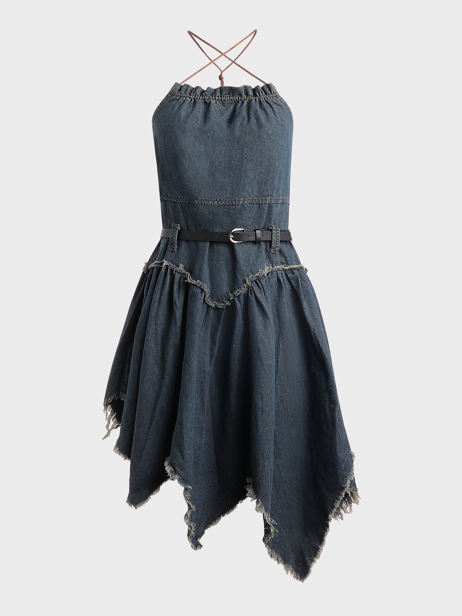 Retro Halter Denim Dress