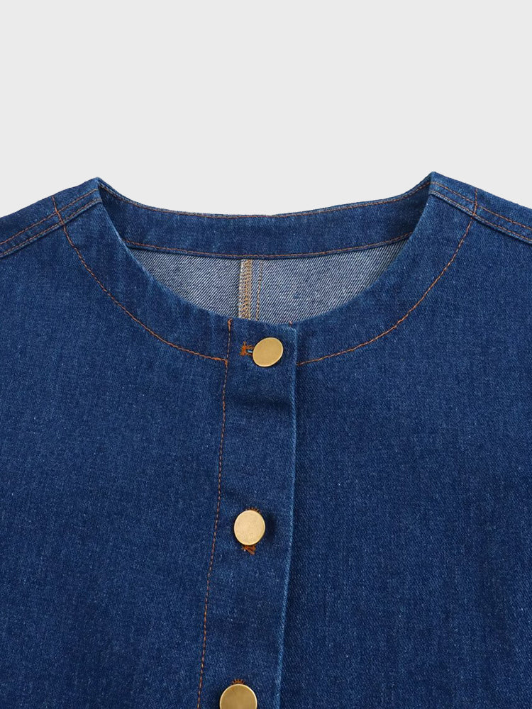 Round Neck Denim Shirt