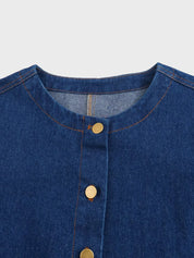 Round Neck Denim Shirt