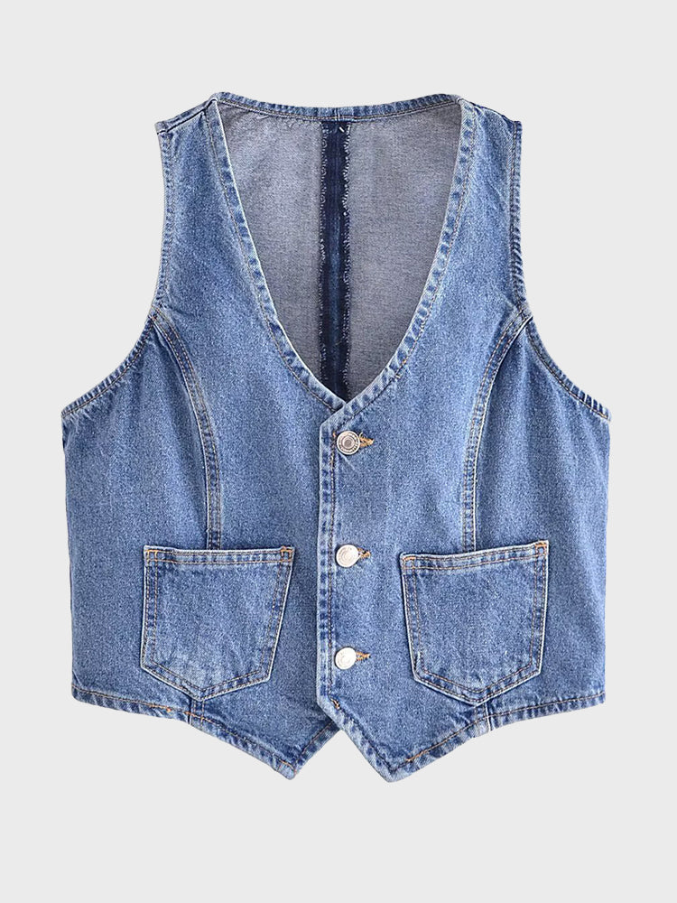 Gilet en jean à poches Y2K