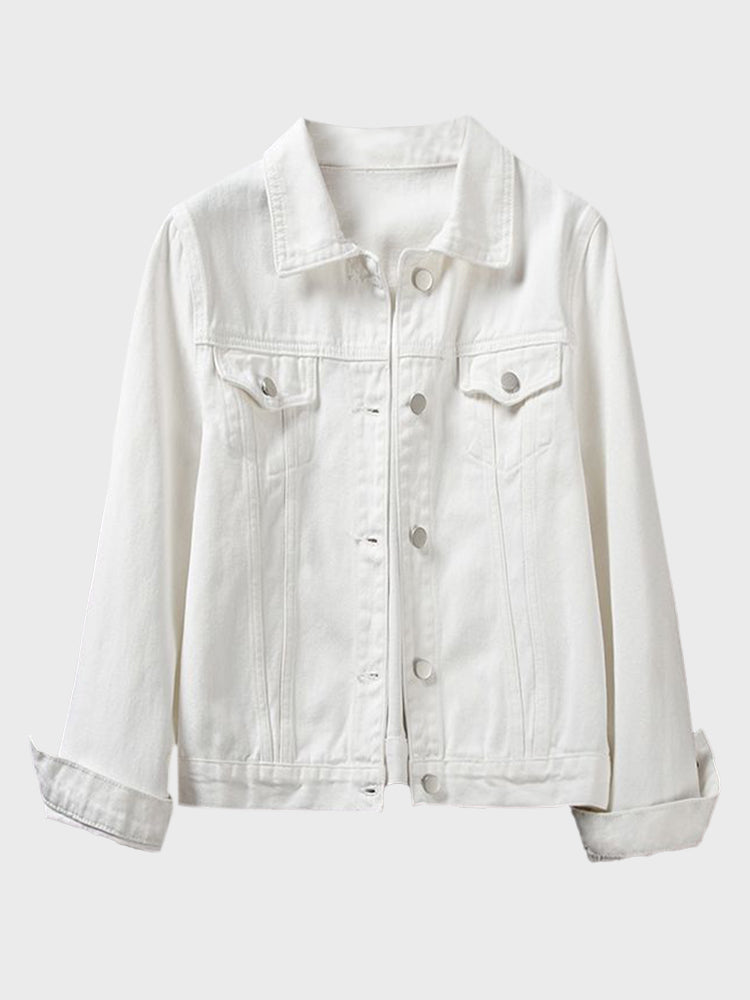 Spring Loose White Denim Jacket