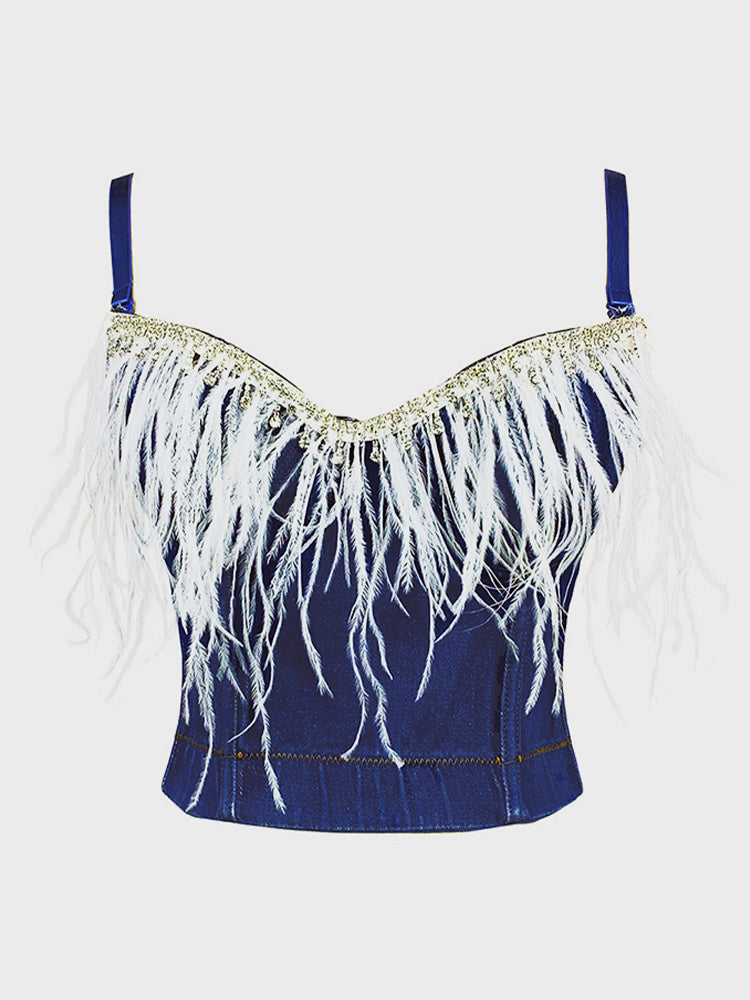 Feather Tassel Tube Top