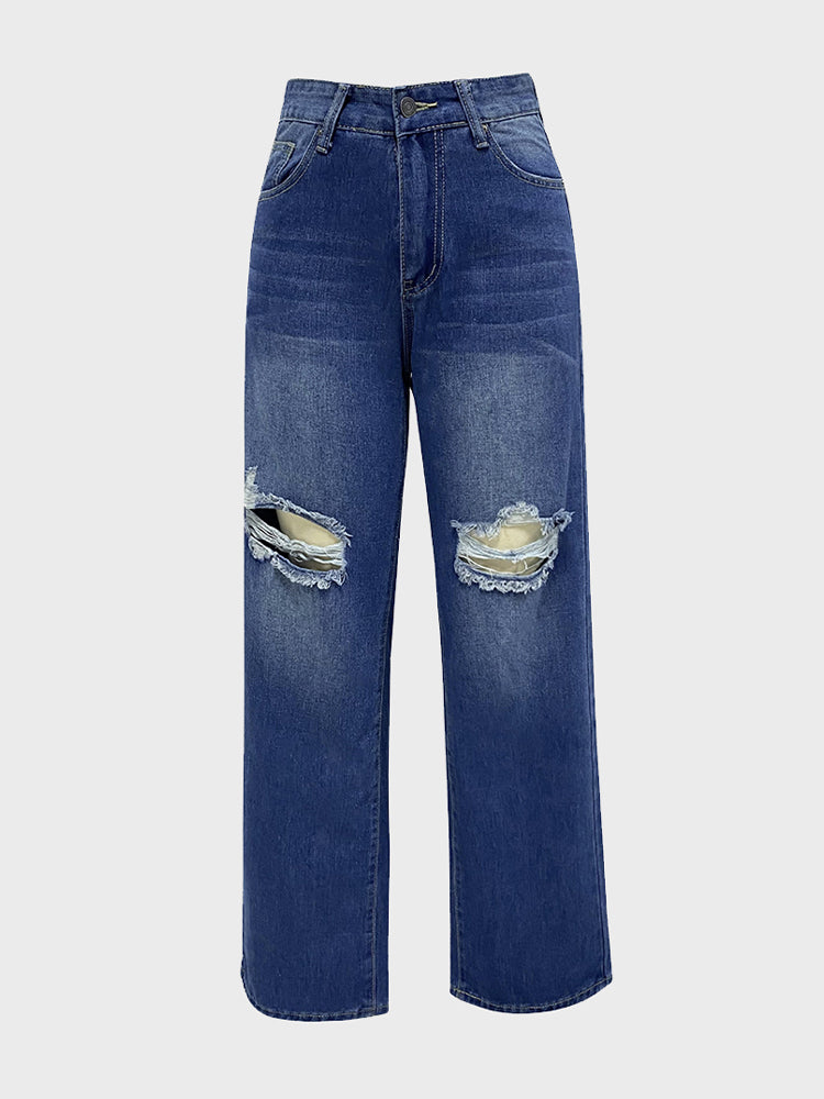 Ripped Wide-Leg Jeans