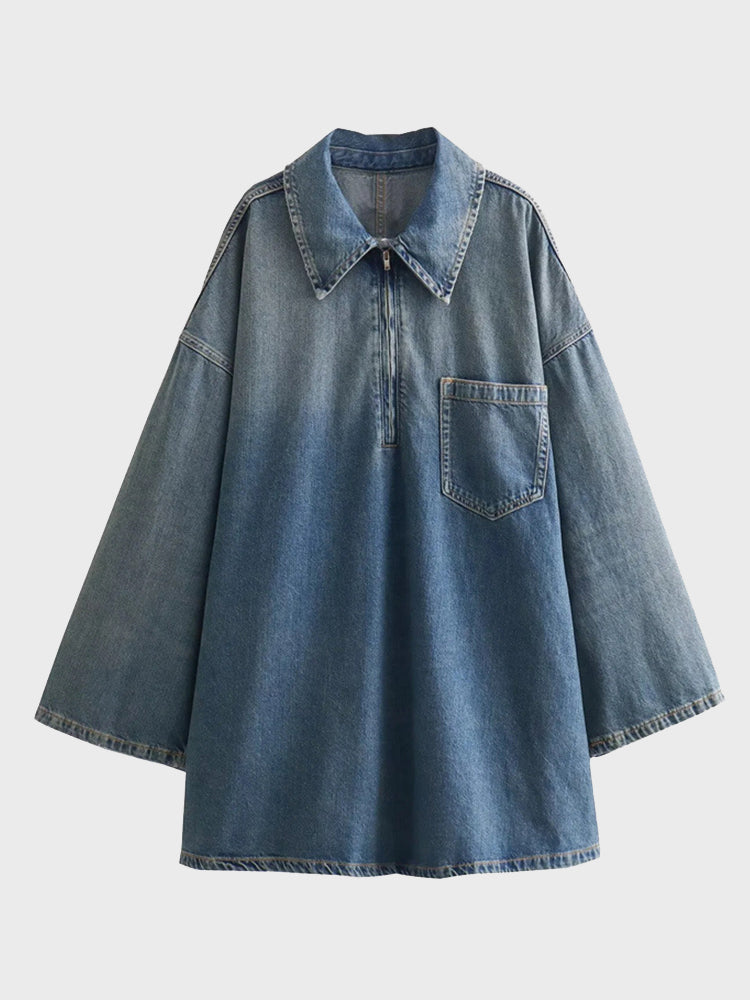 Lapel Denim Dress