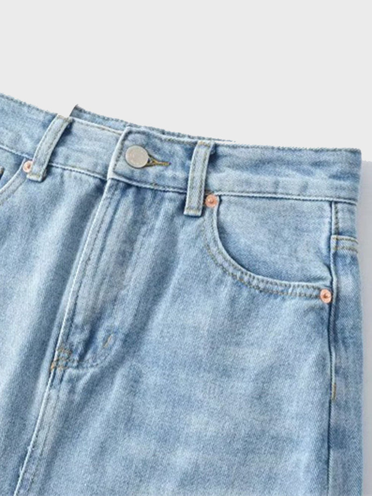 Cross-Border High Waist A-Line Denim Skirt