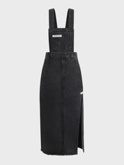 Slit Denim Suspender Dress