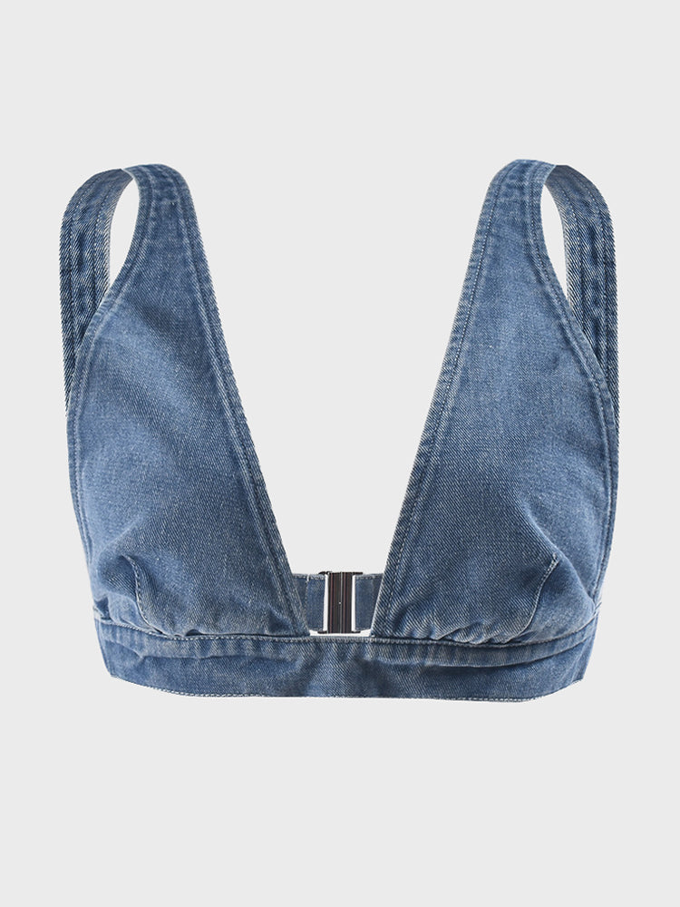 Back Buckle Denim Vest