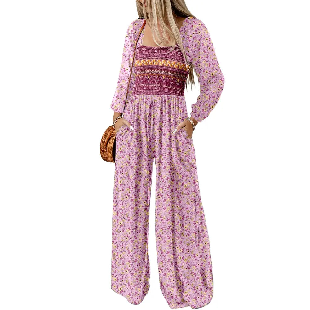 Dokotoo Women's Casual Loose Overalls Jumpsuits One Piece Long Sleeve Wide Leg Long Pant Rompers With Pockets