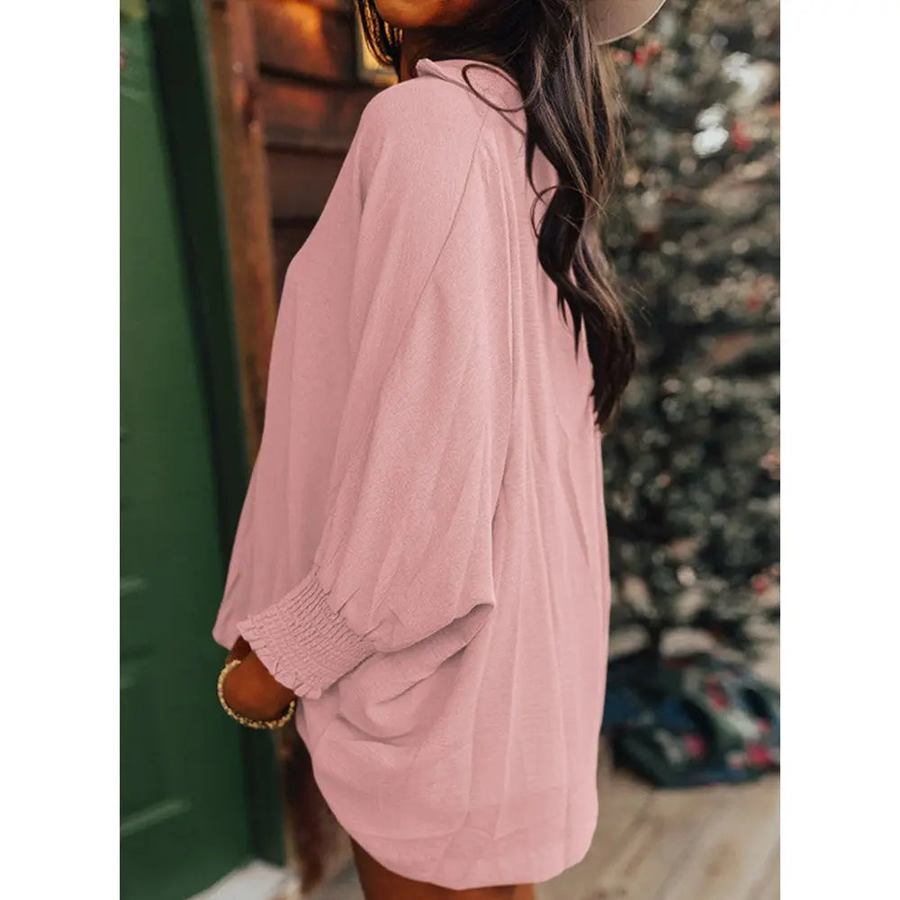 Dokotoo Women's V-Neck 3/4 Sleeve Oversized Tunic Tops Casual Summer Blouses Fitted Shirts 100% Polyester Comfortable Fabric