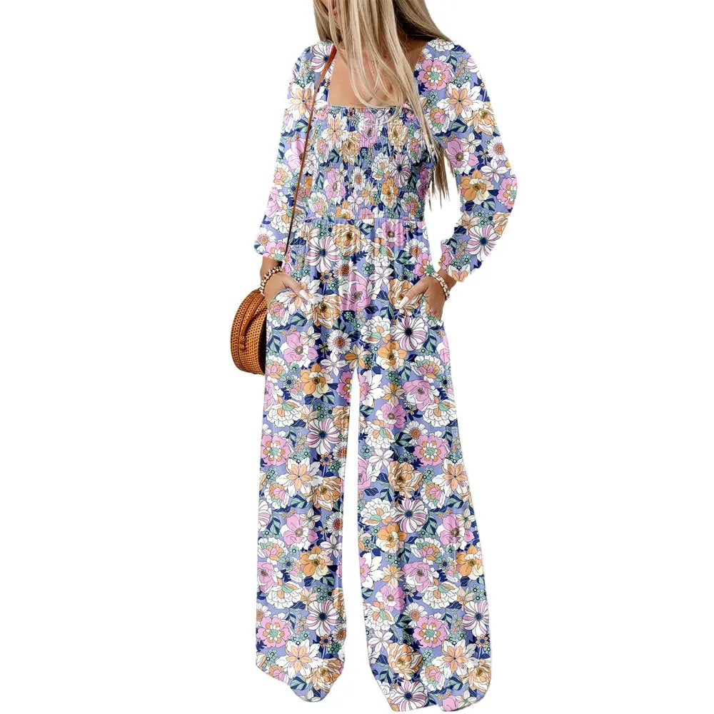 Dokotoo Women's Casual Loose Overalls Jumpsuits One Piece Long Sleeve Wide Leg Long Pant Rompers With Pockets