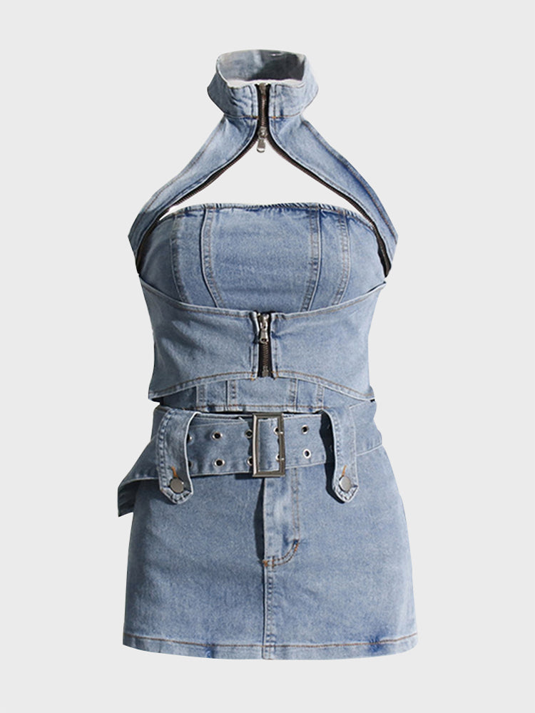 Halter Denim Set