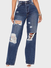 Y2K High Waist Ripped Jeans