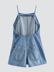 Summer Sleek Backless Denim Jumpsuit