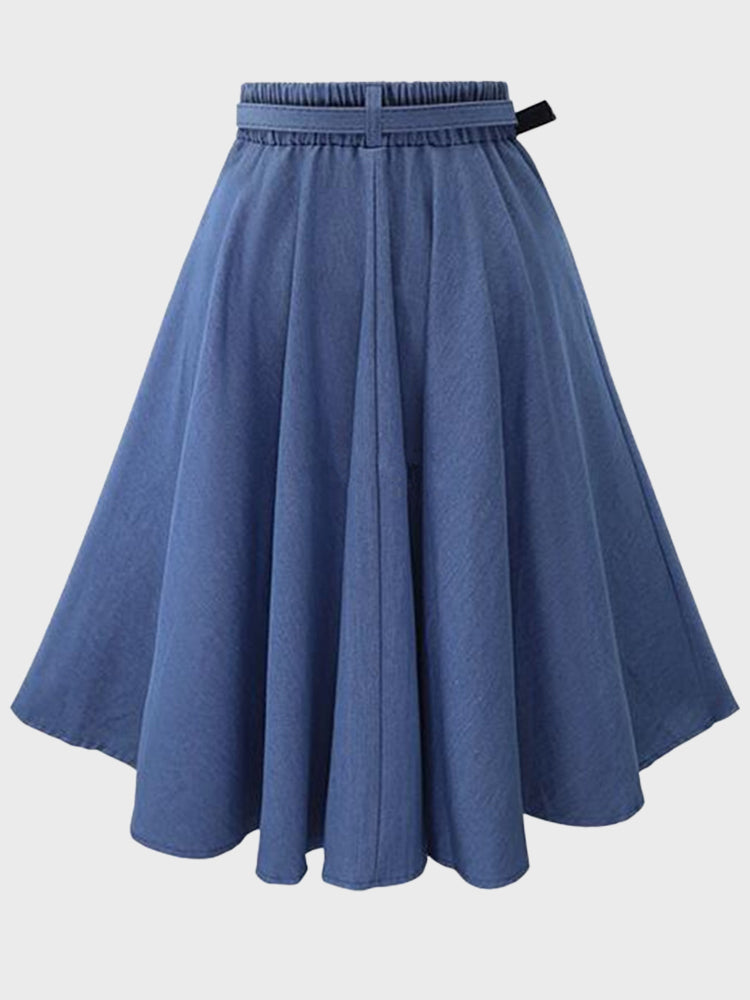 Blue College Denim Skirt