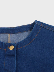 Round Neck Denim Shirt