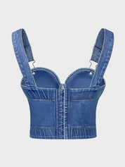 Button Denim Tube Top