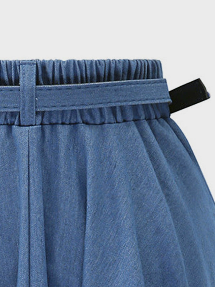 Blue College Denim Skirt