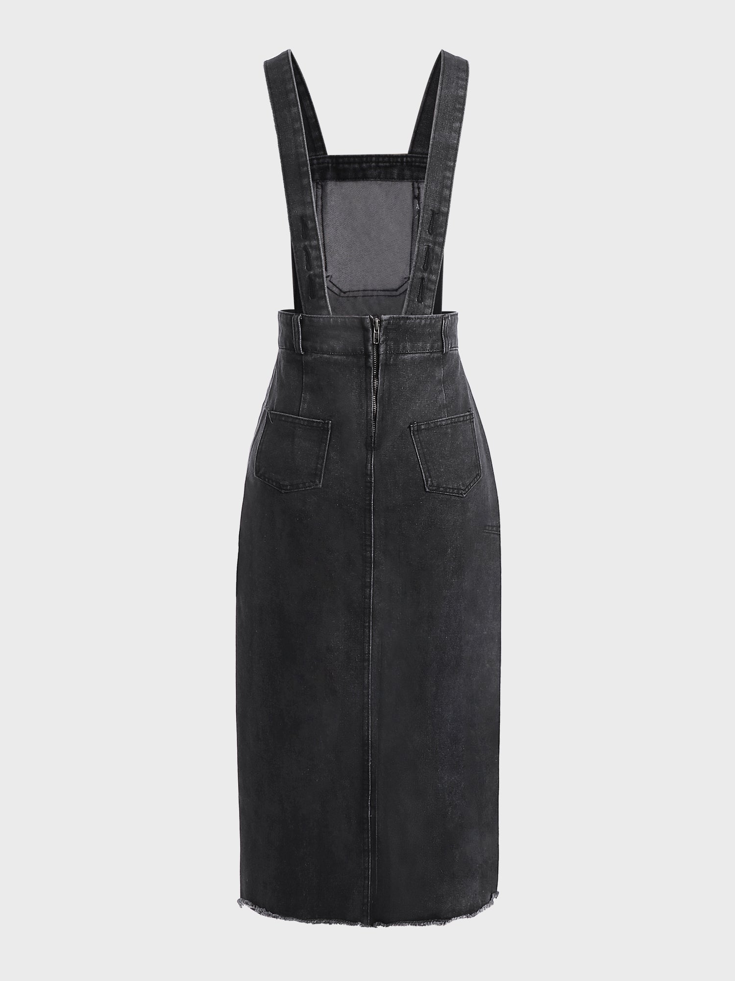 Slit Denim Suspender Dress