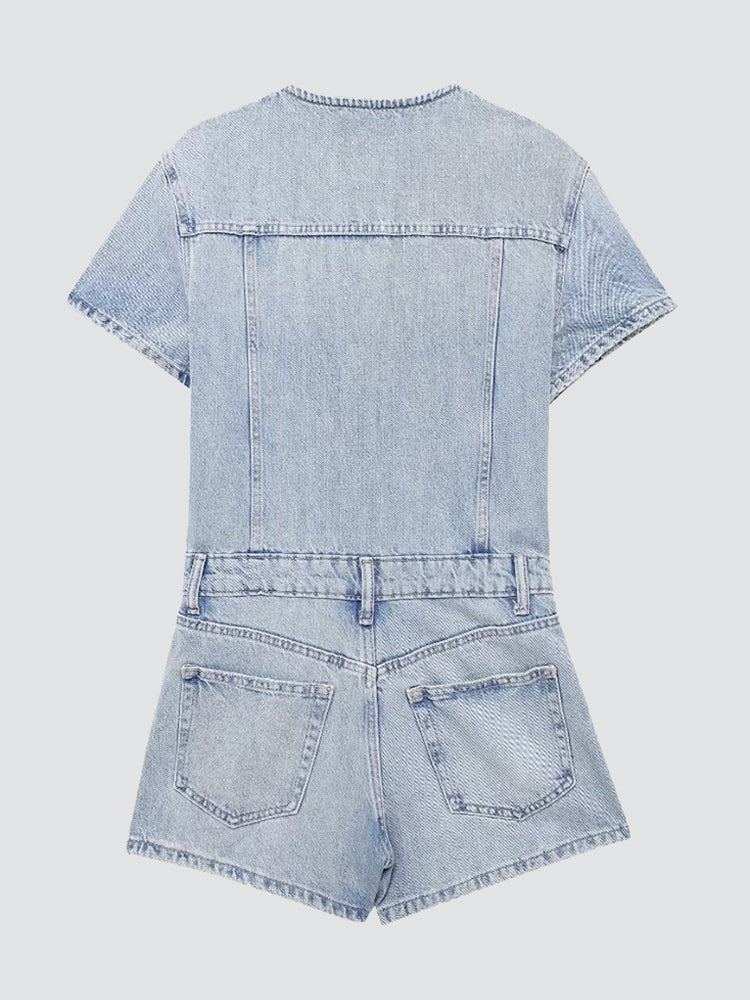 Euro Cross Denim Romper