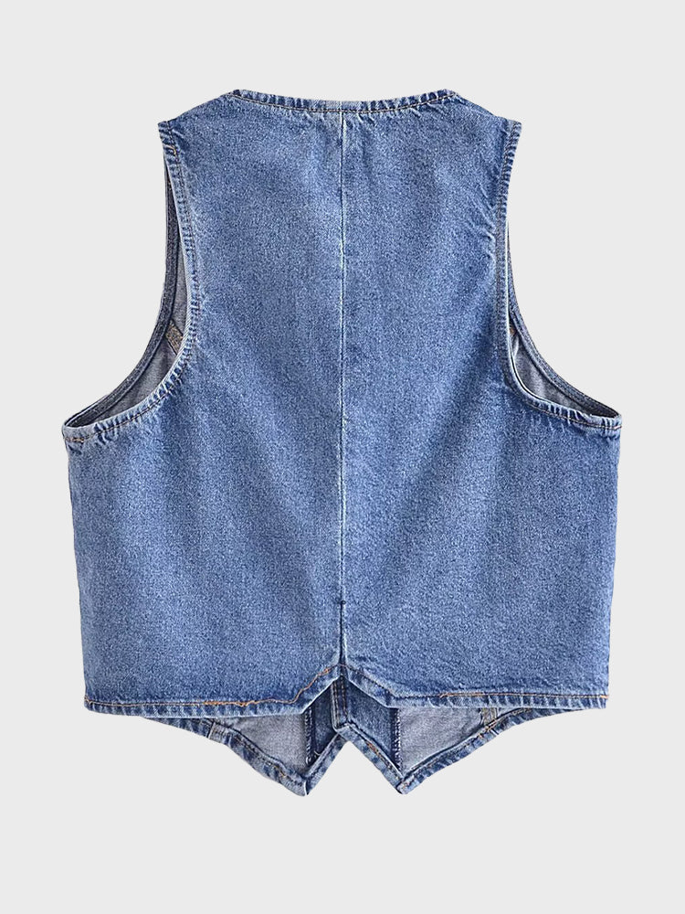 Gilet en jean à poches Y2K