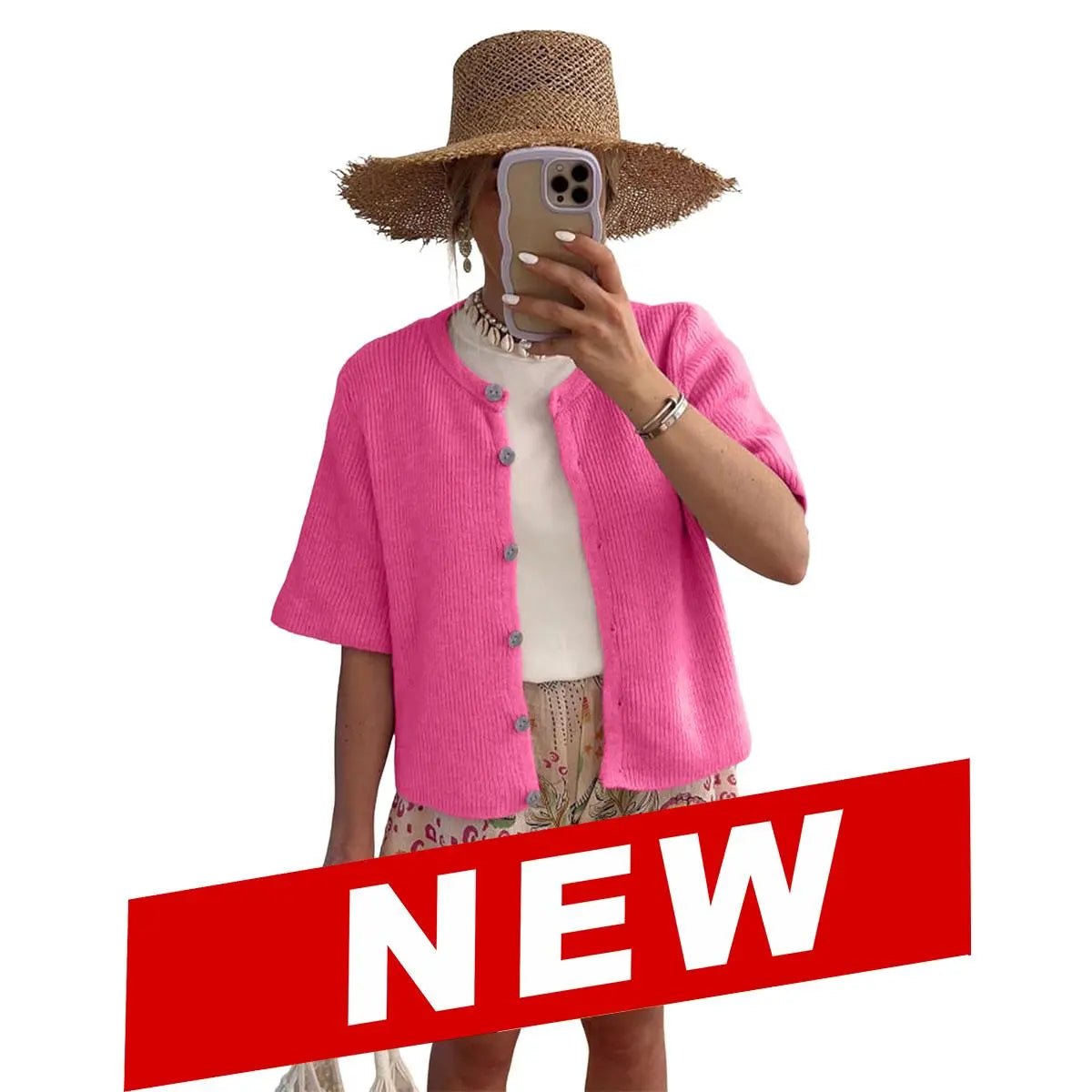 Women's Short Sleeve Cardigan Sweater - Crew Neck, Soft Ribbed Knitting Fabric, Button-Down, Fitted, Lightweight Breathable Clothes for Casual Office, Spring Summer Layering Cover Up (Women's Tops) #SpringStatements,summerwins
