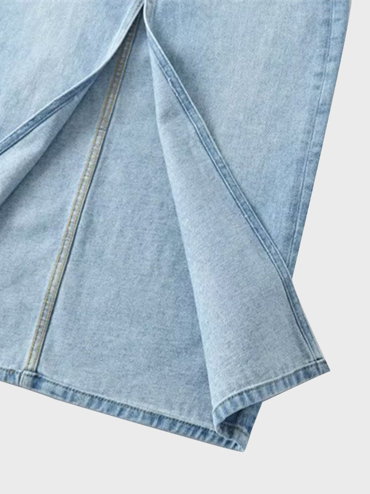 Cross-Border High Waist A-Line Denim Skirt