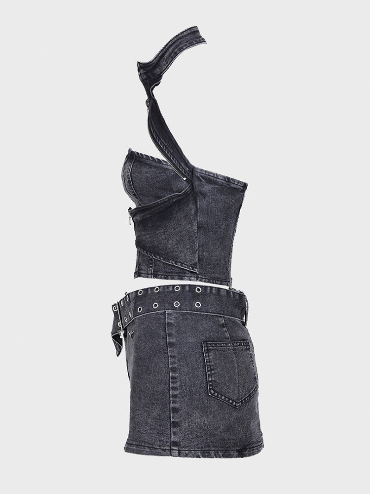 Backless Denim Set