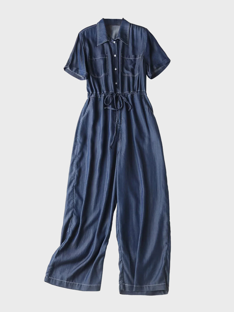 Lace-Up Tencel Jumpsuit