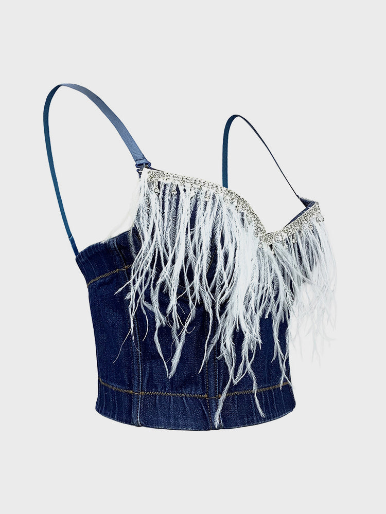 Feather Tassel Tube Top