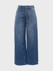 Retro Ripped Wide Leg Jeans