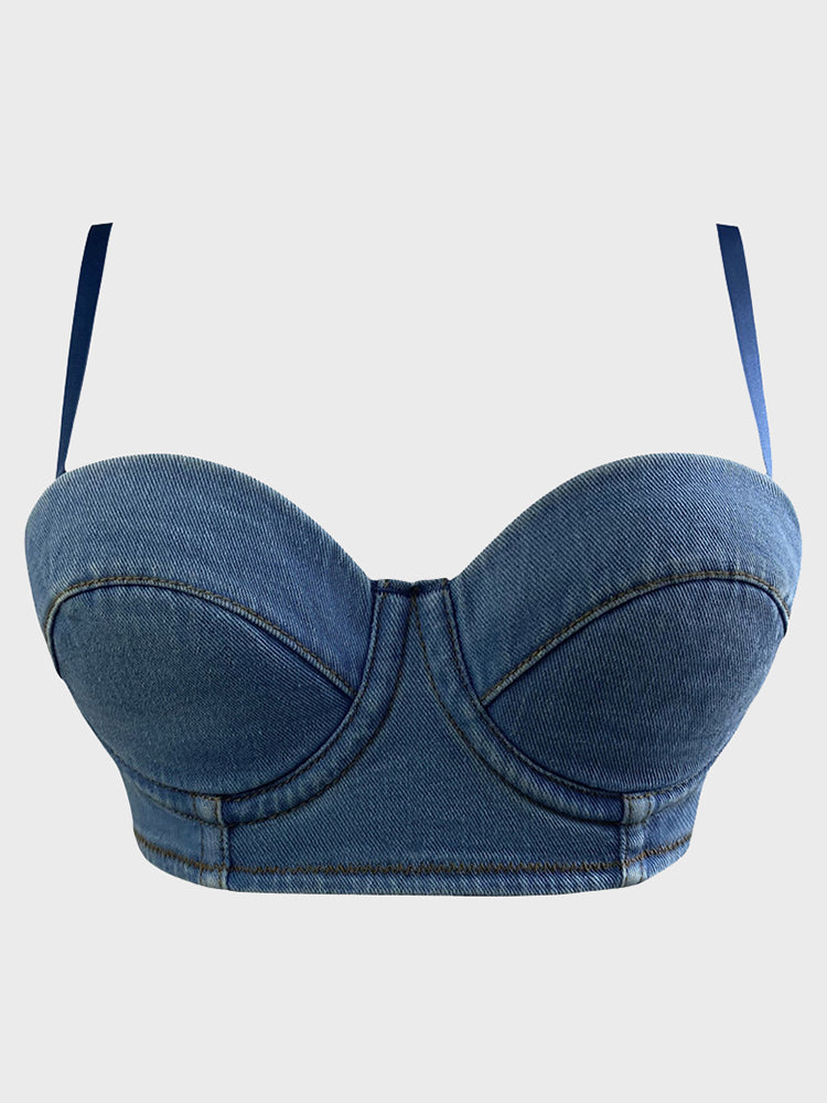 Backless Denim Tube Top