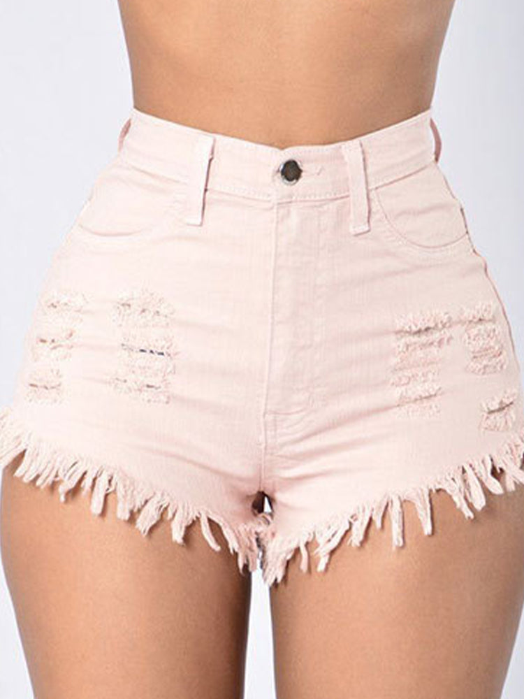 Elastic Denim Shorts