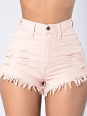 Elastic Denim Shorts