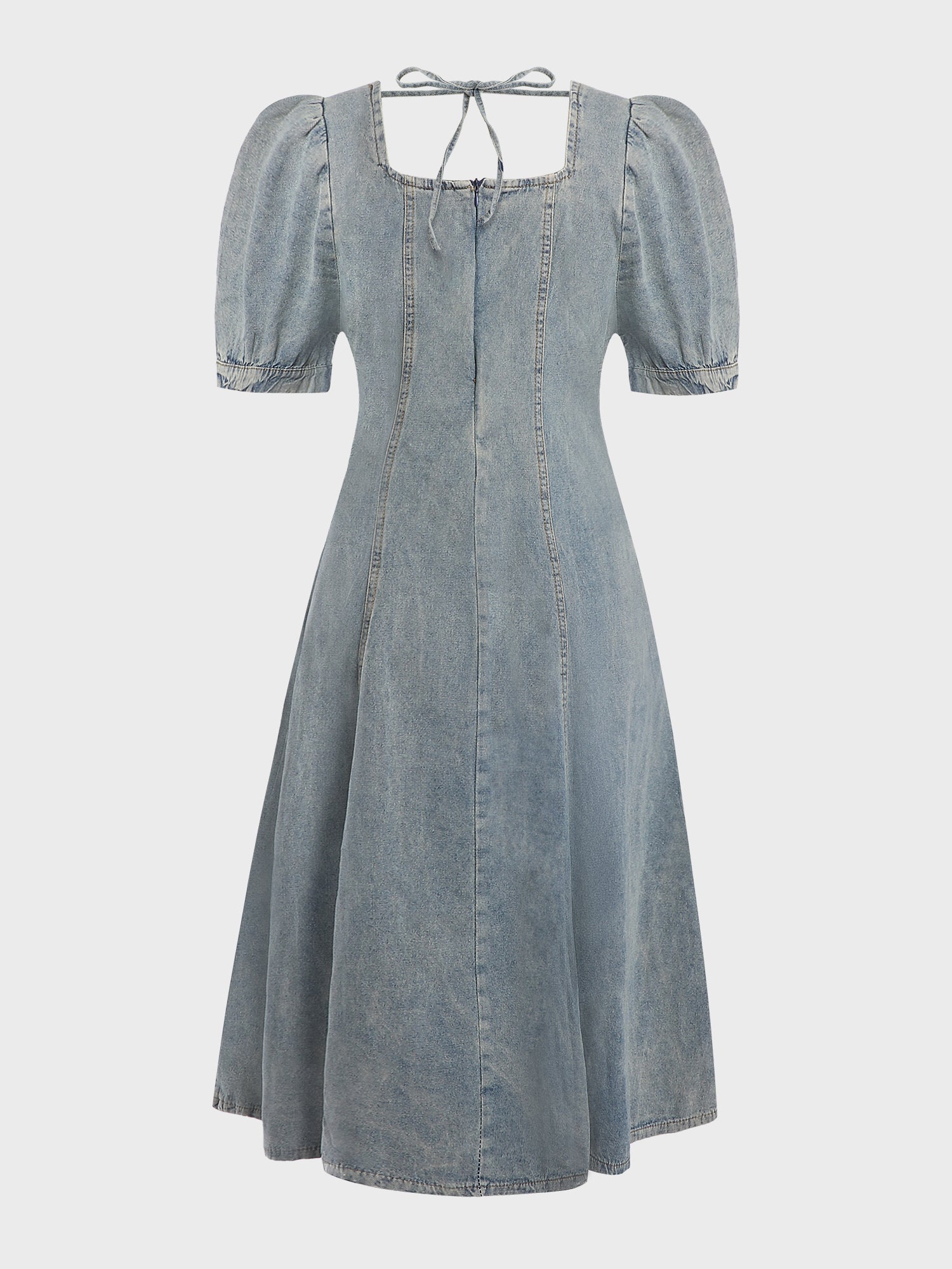 French Puff Denim Dress