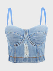 Fishbone Denim Tube Top