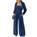 Dokotoo Women's Casual Loose Overalls Jumpsuits One Piece Long Sleeve Wide Leg Long Pant Rompers With Pockets