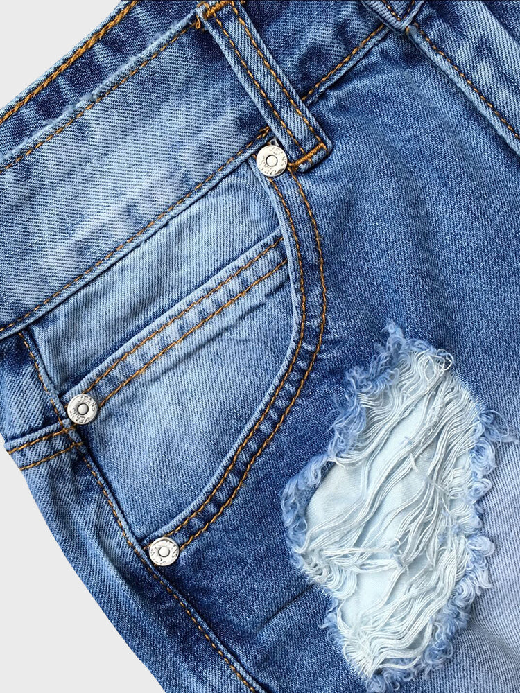 Ripped High Waist Denim Skirt