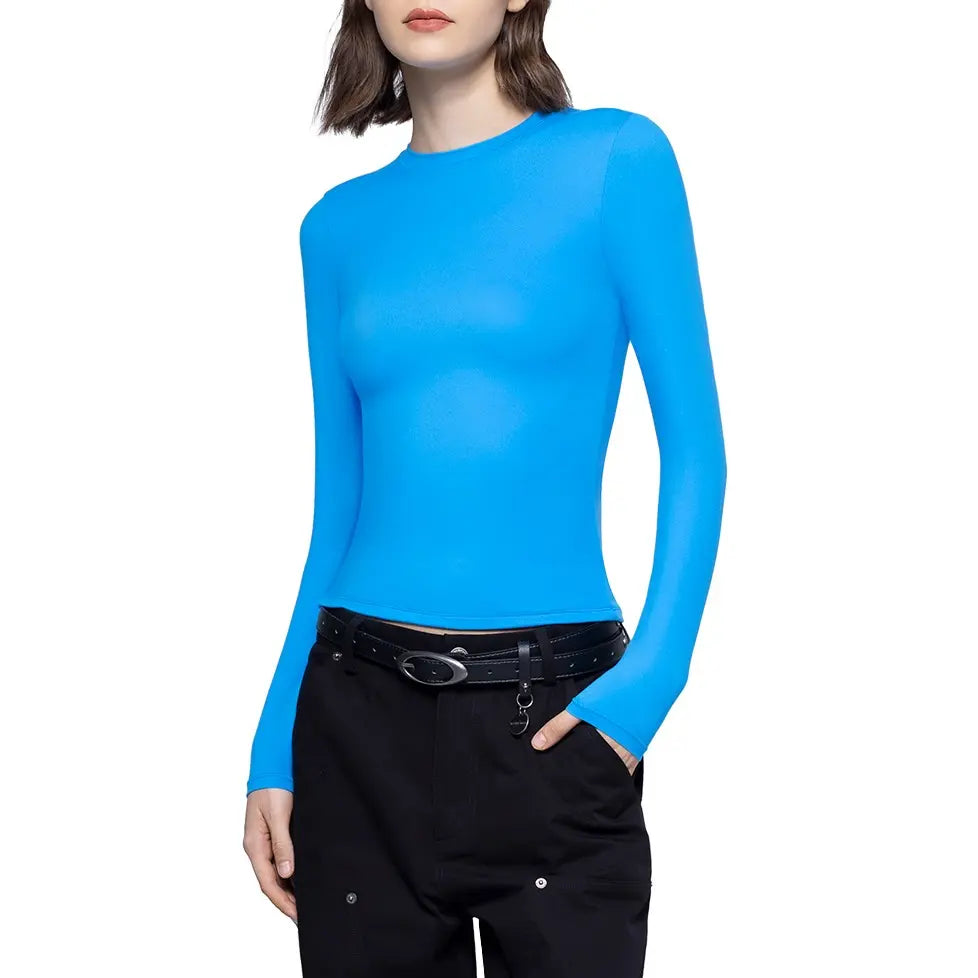 Long Sleeve Basic Tee Women's Crew Neck Slim Fit Tops Streetwear Minimalist Double Layer Compression Tee Casual Cloud Going outfits Office Outfits Women Elegant Classy tops Cute Fall outfits Summervibes summerwins