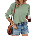 Dokotoo Women's 3/4 Sleeve T-Shirts Cute Crewneck Casual Blouses