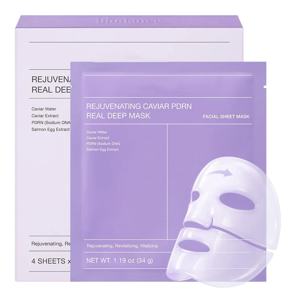 Bio-Collagen Real Deep Mask, Hydrating Overnight Hydrogel Face Mask, Pore Minimizing, Elasticity, Plumping, Travel Essentials & Self Care Gifts for Women, Korean Skin Care | 1.19oz(34g) x 4ea