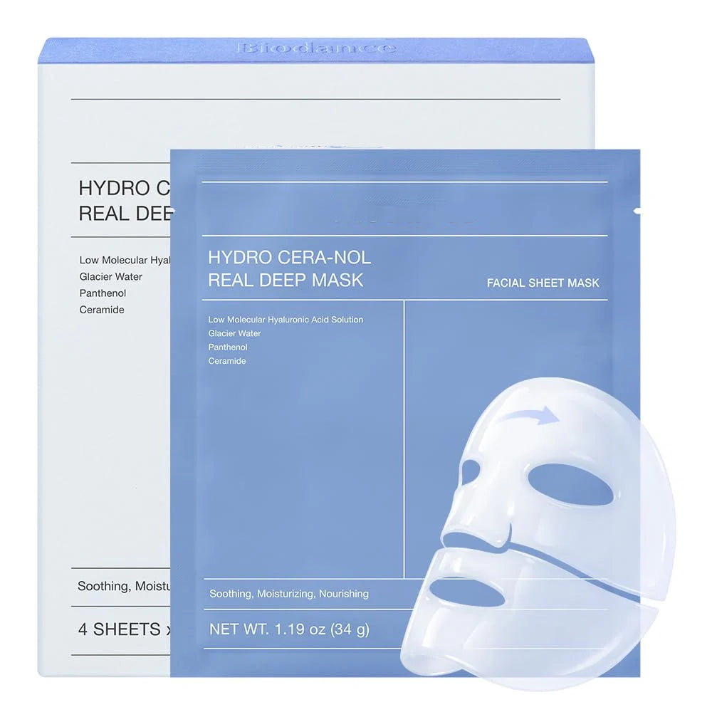 Bio-Collagen Real Deep Mask, Hydrating Overnight Hydrogel Face Mask, Pore Minimizing, Elasticity, Plumping, Travel Essentials & Self Care Gifts for Women, Korean Skin Care | 1.19oz(34g) x 4ea