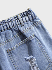 Summer Plus Size Ripped Denim Shorts