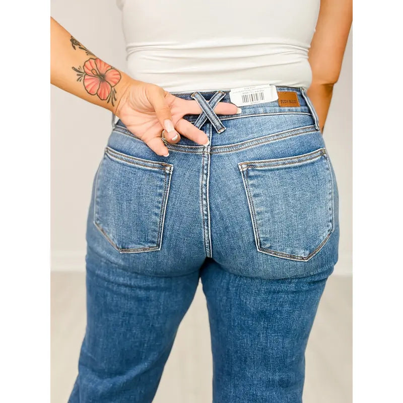 High Waist Double Button Wide Leg Jeans